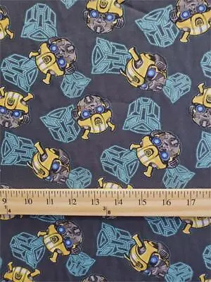 100% Cotton Fabric Transformers Bumblebee Head+ Autobots Logo Print/45  Wide • $14.90