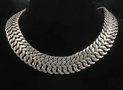 MEXICO 925 Sterling Silver - Vintage Heavy Modernist Chain Necklace - NE3023 • $631.25