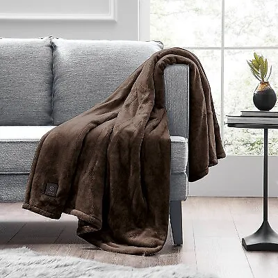 50 X60  Cozy Heated Throw Blanket Deep Brown - Brookstone • $18.99