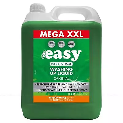 Easy Original Dish Washing Up Liquid Clean Scent Detergent Kitchen Soap Pack 5l • £12.45