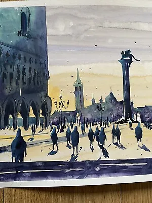 Watercolor Venice Painting City Decoration Venezia Italy Art Canal Gondole • $180