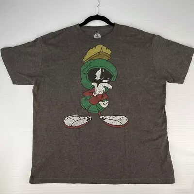 Looney Tunes Mens Shirt XL Marvin Martian Short Sleeve Gray Pullover Crew Neck • $19.50