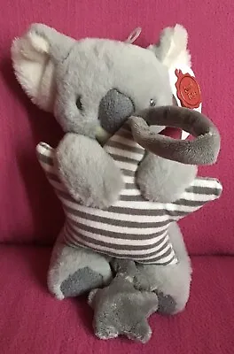 Keel Toys Keeleco Baby Grey & White Cozy Koala Musical Pull Toy Soft Plush 8-11” • £11.50