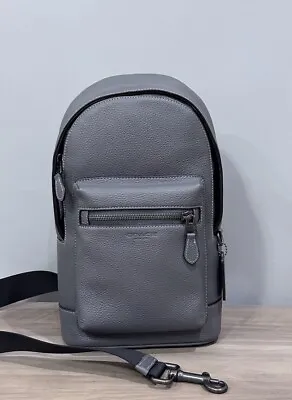 COACH 2540 West Pack Sling Bag Backpack Refined Pebble Leather Gunmetal/Grey • $168