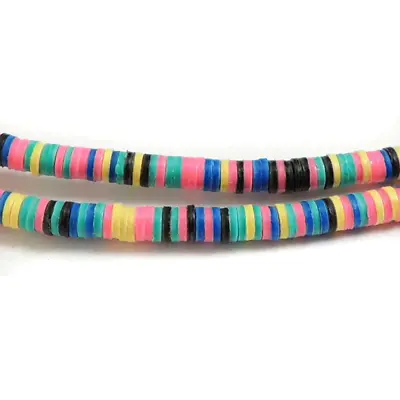 Vulcanite  Vinyl  Heishi Trade Beads Pastel Rainbow 36 Inch • $12