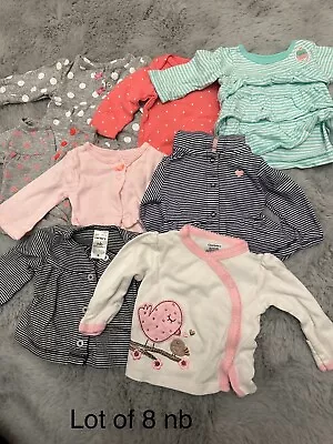 Baby Girl Lot Of 8 Clothes Long Sleeve  Shirts Newborn • $32.50