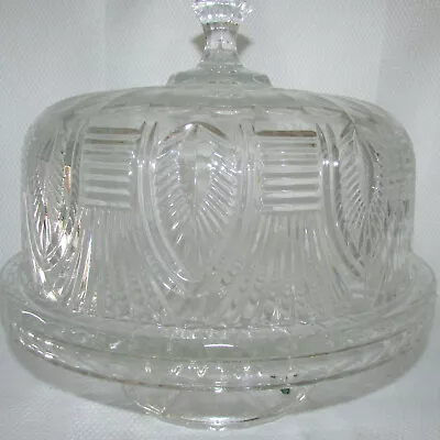 Shannon By Godinger SHELL Pattern Domed Crystal Pedestal Cake Stand Punch Bowl • $125