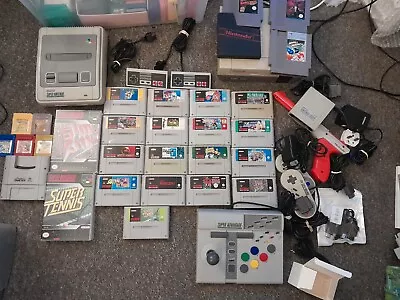 Nes + Snes Vintage Mega Bundle 25 Games Super Advantage Unit Mario Kart Paint... • £209.99