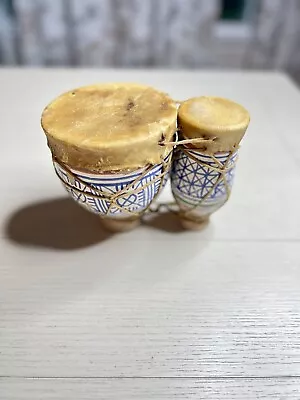 Original Moroccan Clay Bongo Drums 6” High With Animal Hide • $62.43