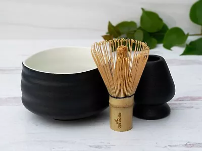 Handcrafted Ceramic Matcha Tea Set Black Matcha Gift Set USA Seller • $39