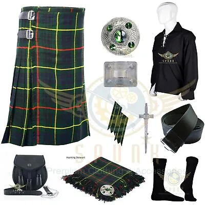 Scottish Handmade 8 Yard Tartan KILT Traditional 8 Yard Outfit Kilts For Men • $123.50