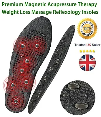 UK Magnetic Acupressure Reflexology Weight Loss Therapy Massage Slimming Insoles • £8.99