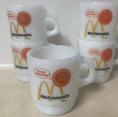 Lot 5 McDonald's Good Morning  Anchor Hocking  Fire King  Milk Glass Coffee Mug • $41.50