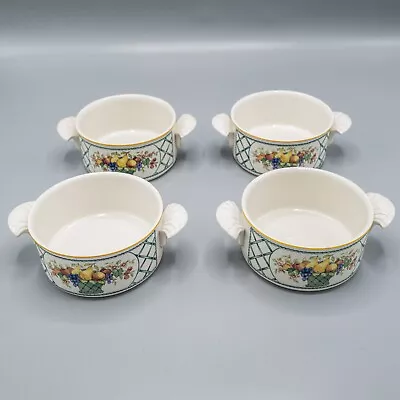 Villeroy & Boch Basket Cream Soup Bowls Handles Set Of 4 FREE USA SHIPPING • $102