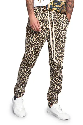 Men's Leopard Print Extra Long Drawstring Joggers Pants   SMLL~5XL  - JG3021-B9C • $27.95