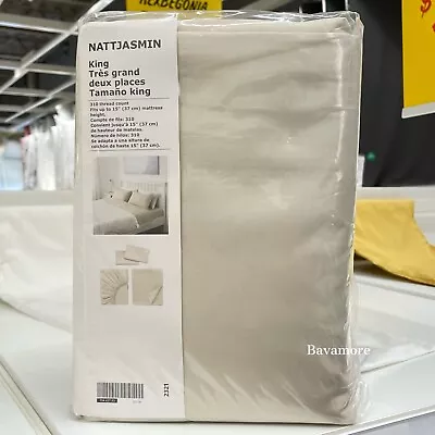 Ikea NATTJASMIN Sheet Set Light Beige King Soft-Luster-(4 Pieces) BRAND NEW • $63.74