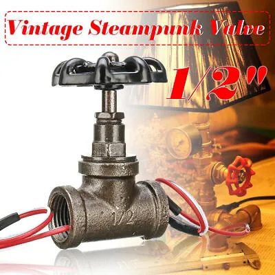 Iron Vintage Steampunk 1/2'' Stop Valve Light Switch W/ Wire For Table Pipe Lamp • $14.82