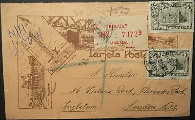 Uruguay 1949? Illustrated Registered Cover From Montevideo To London England • $1.25