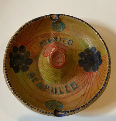 Vintage 40’s Acapulco Mexico Ash Tray Mexican Sombrero Hat Trinket Dish Folk Art • $23.39