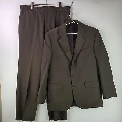 Vintage Fletcher Jones Wool Suit Mens Size 42 Brown Pinstripe Blazer Trousers • $31.97