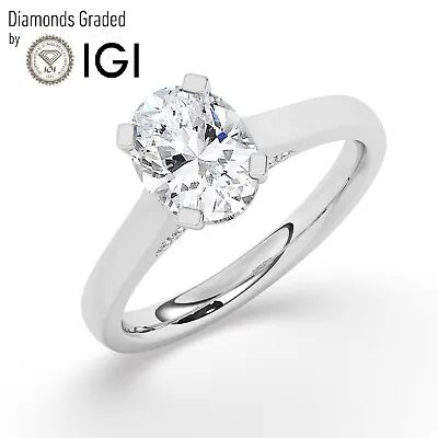 Oval  Solitaire Hidden Halo 950 Platinum Engagement Ring4.00 CtLab-grown IGI • $2774