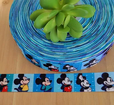 7/8  (1 YD) Mickey Mouse Grosgrain Ribbon Disney  Birthday Party Lanyard Ribbon • $1.19