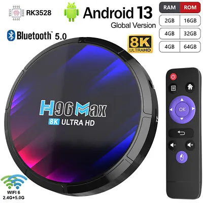 New H96 MAX Smart Android 13.0 TV Box Quad Core 8K HD Stream Bluetooth Player  • $37.44