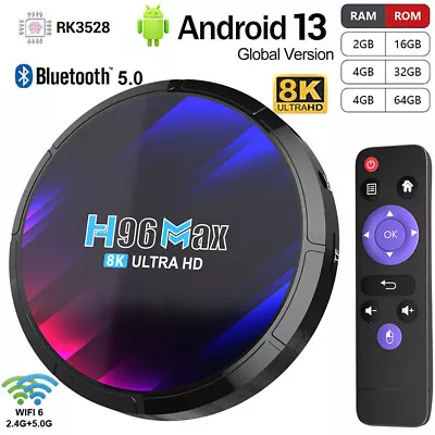 New H96 MAX Smart Android 13.0 TV Box Quad Core 8K HD Stream Bluetooth Player • $44.24