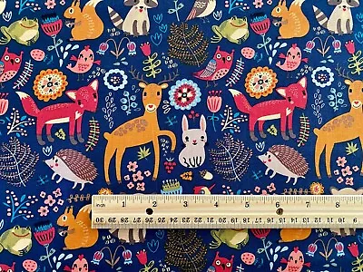 Animals Deer Rabbits Owls Frogs Hedgehogs Birds FQ Cotton Fabric Great For Masks • £5.22