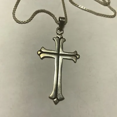 Cross Necklace Mexico Signed Nice 20” Chain Vintage  • £38.41