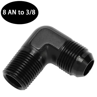 $7.99 • Buy -8 AN To 3/8 NPT Fitting Black Male 90° Degree Elbow Adapter HIGH QUALITY!