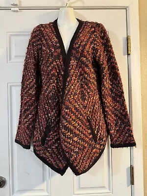 MOTH Anthropologie Brown/orange Open Sweater Jacket Cardigan L Pockets • $39.99