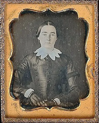 Light Eyed Woman With Freckles Wearing Lace Gloves 1/9 Plate Daguerreotype S744 • $115