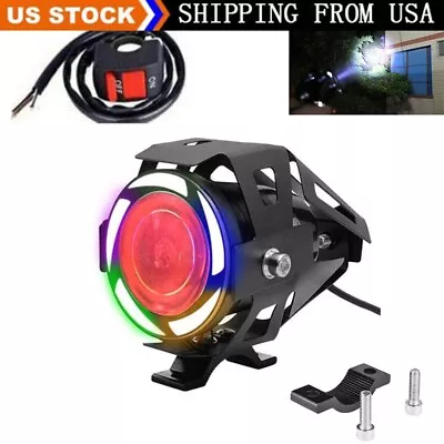 Super Bright 125W LED Fog Light Angel Eye Motorcycle Headlight Driving Spot Lamp • $14.90