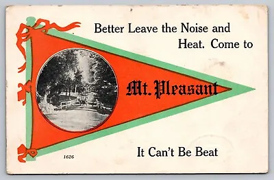 Postcard Pennant Flag Mt. Pleasant Jefferson County Ohio • $10.95