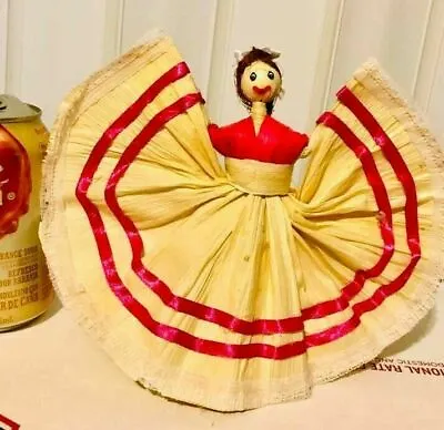 Vintage Handmade Corn Husk Doll  Dancing Girl  Mexican • $16.99