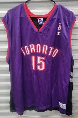 Vintage Vince Carter #15 Toronto Raptors Champion Jersey Purple Black Sz 52 2XL • $25