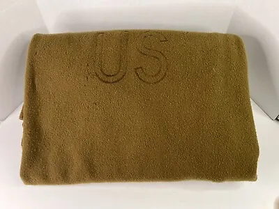 Vintage U. S. Army Blanket - Stamped  US  - Olive Drab - 78 X59  - Military • $24.99