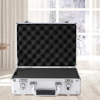 Hard Case Silver Briefcase Tool Box Aluminum Portable Carrying Case With Foam • $49.68