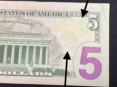 2017A $5 Bill Ink Error SeeThrough Reverse Of Note On Serial Number • $15
