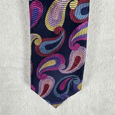 DUCHAMP London Mens Necktie Blue Purple Paisley Silk England Designer Long • $37.80