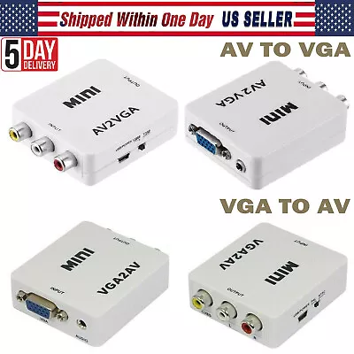 Mini VGA To Video Converter Composite AV To VGA Adapter TV Set-Top Box Audio 🚚 • $5.94