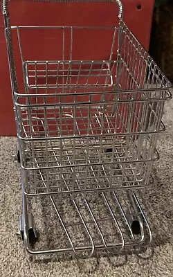 Vintage Mini 11  Chrome Metal Toy Shopping Cart Realistic With Rolling Wheels(Y) • $20