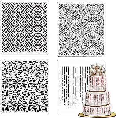 Cake Decorating Stencil Set Food-Grade Plastic Templates For Fondant Buttercre • £6.85