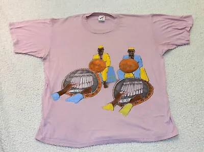 Jazz Music Hand Painted Vintage T-Shirt Adult XL Pink Jerzees Short Sleeve • $18.95