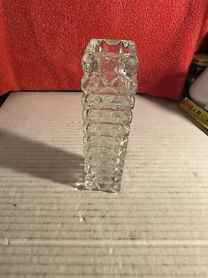 ✨REDUCED✨Vintage Lead Crystal Square Cylinder Vase W/Square Cut Design • $29.99