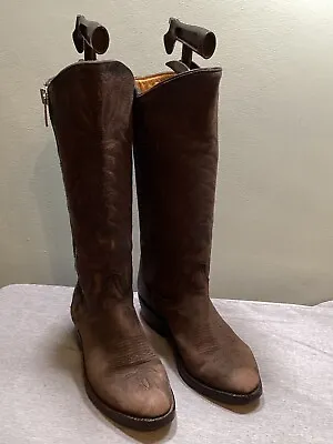 Vintage Womens Leather Cowboy Boots UK4.5 Zip Up. New Leather Soles/Rubber Heels • £58.90