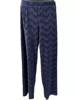 Isaac Mizrahi Live! Pleated Velvet Wide-Leg Pants Dark Navy • $17.99