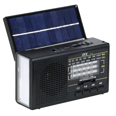 QFX R-36 3-In-1 Rechargeable AM/FM/SW1-SW4 6-Band Solar Radio +Flashlight+USB/SD • $21.95