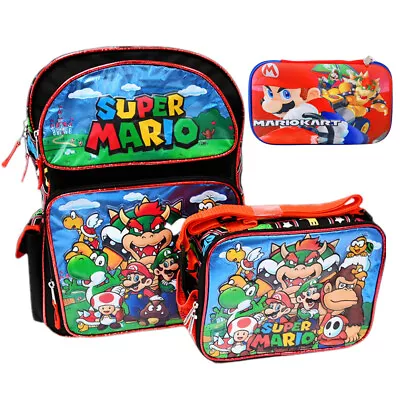£58.93 • Buy Nintendo Super Mario 16  Large School Backpack With Lunch Bag And Pencil Case